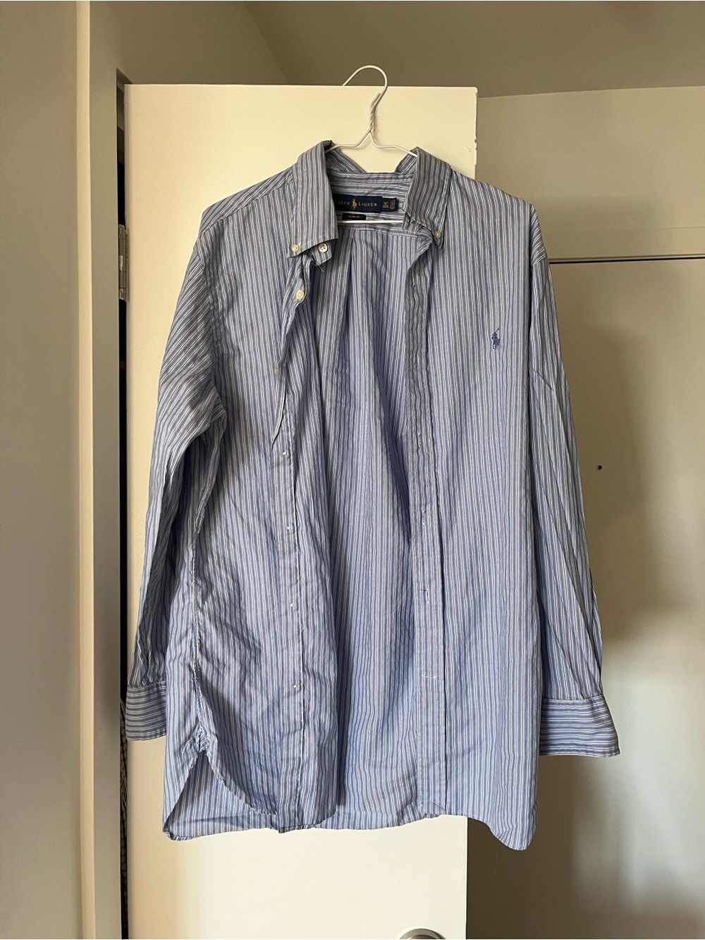 Ralph Lauren Blue and White Striped Button-Down Shirt
